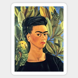 Frida Kahlo Self-Portrait with Bonito 1941 Art Print Sticker